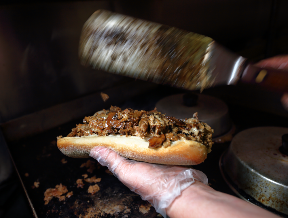 Cheesesteak being prepped at Round Guys Brewing Company in Lansdale, PA.