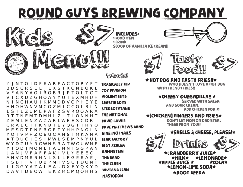 Round Guys Brewing Company Food Menu