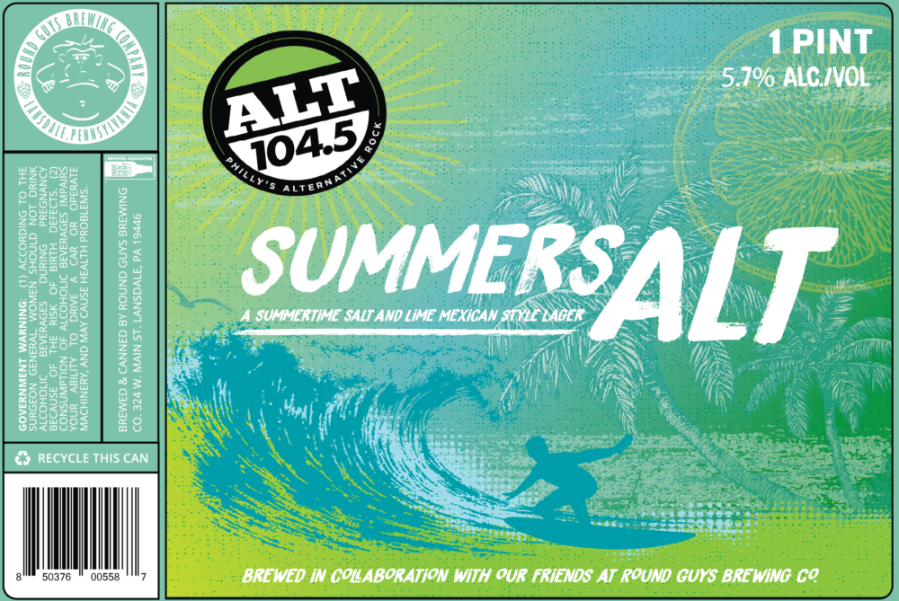 Round Guys Brewing Company's summer collaboration beer with Radio 104.5 Philly's Alternative Rock and Montco Makers.