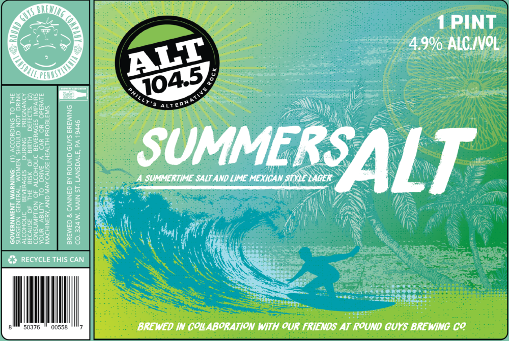 Round Guys Brewing Company's summer collaboration beer with Radio 104.5 Philly's Alternative Rock and Montco Makers.